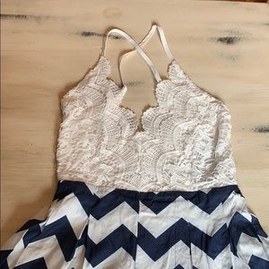 Adorable Lace and Chevron Romper